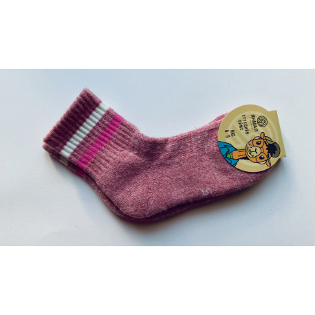 Dětské ponožky z velbloudí vlny růžové s proužkem vel. 5 (věk 8-9)