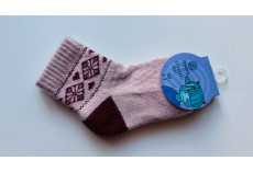 Dětské ponožky z jačí vlny růžové se vzorem vel. 3