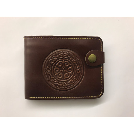 Pánská kožená peněženka s raženým kruhovým ornamentem