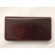 Jednoduchá kožená peněženka s raženým ornamentem hnědočervená